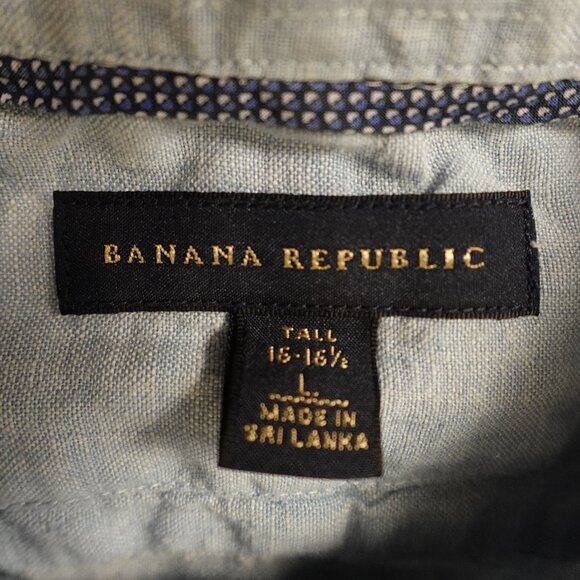 Banana Republic Linen Button-Down Shirt Men’s Large Light Blue Casual Summer - Picture 2 of 8